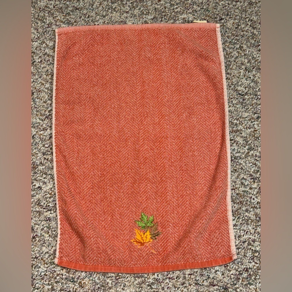 Kitchen autumn leaf towel Embroidered Autumn leaf kitchen hand towel, home decor